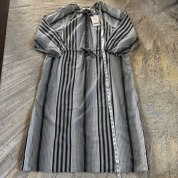 Everlane Stripe Maxi Dress black white stripe tencel tie waist modest medium new - Picture 10 of 15